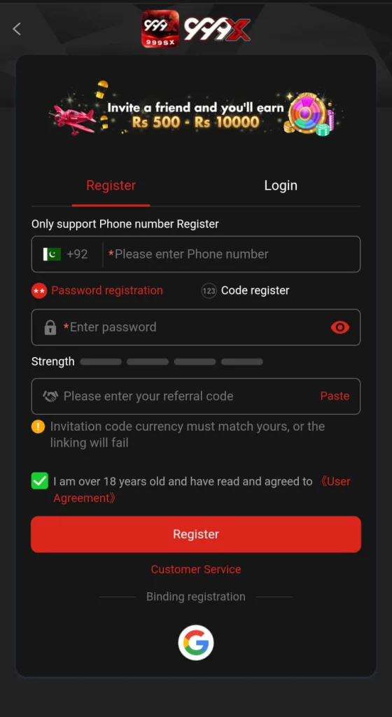 999sx ogin & register